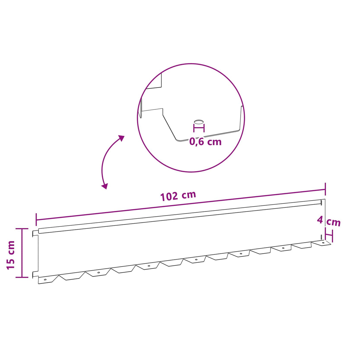 Raseneinfassung 10 stk. 102 x 15 x 4 cm Stahl Schwarz