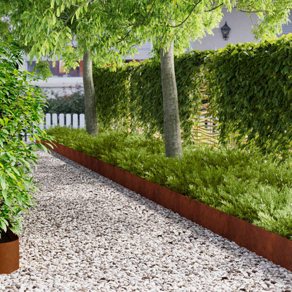 Raseneinfassung 10 stk. 102 x 15 x 4 cm Stahl Rostig
