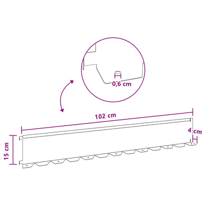 Raseneinfassung 20 stk. 102 x 15 x 4 cm Stahl Rostig