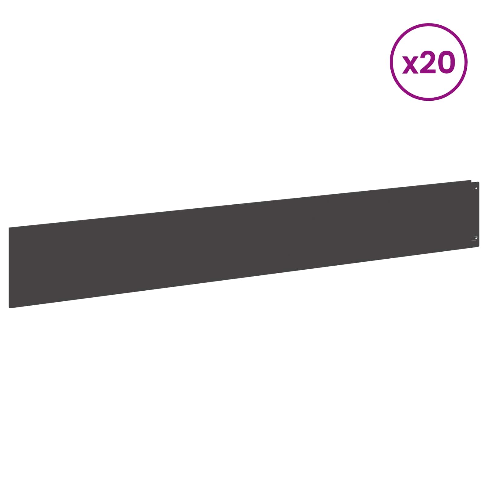 Rasenkante 20 stk. 100 x 15 cm Stahl Schwarz