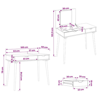 Schminktisch FAUSKE Weiß 100 x 50 x 78 cm