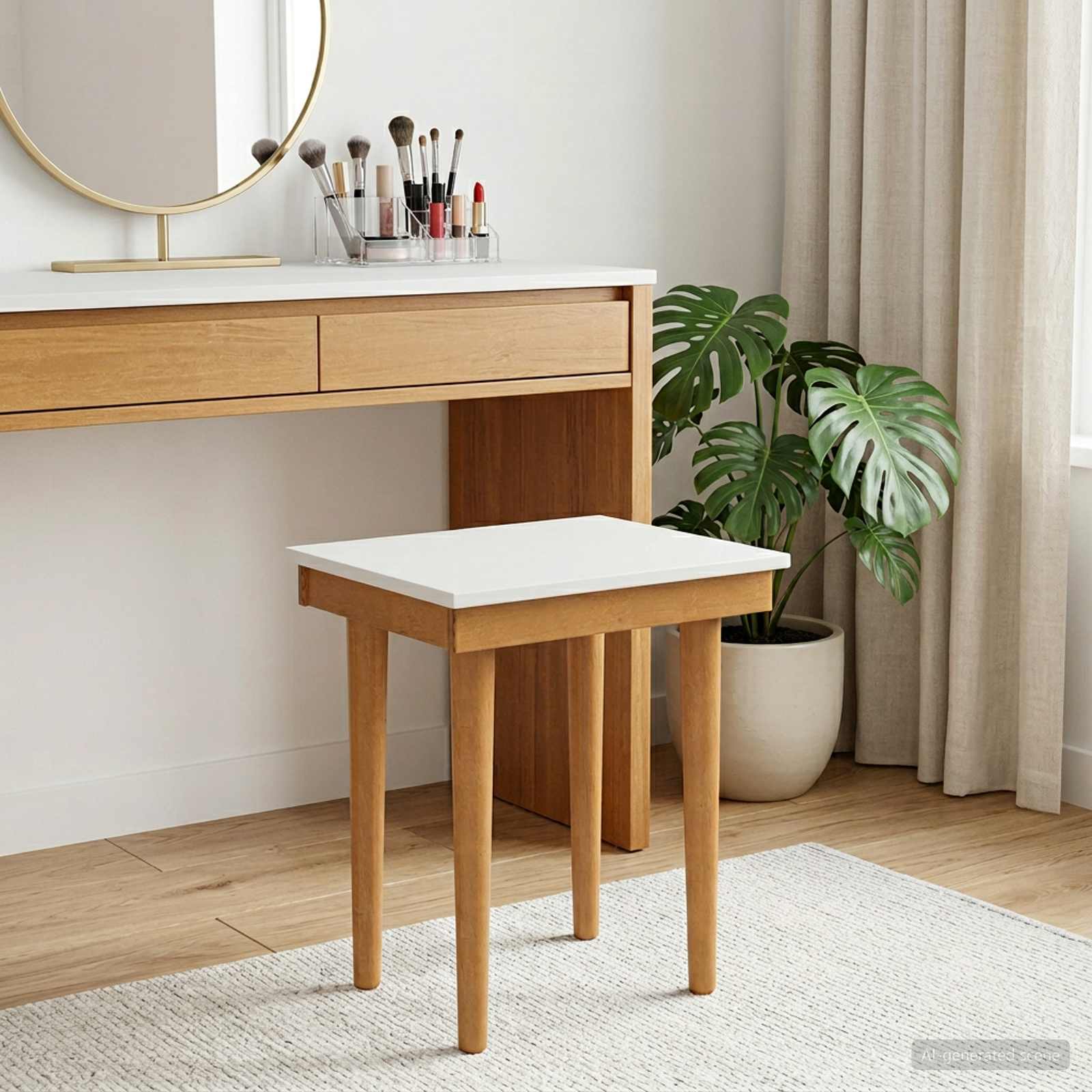Hocker für Schminktisch FAUSKE Weiß 40 x 33 x 45 cm