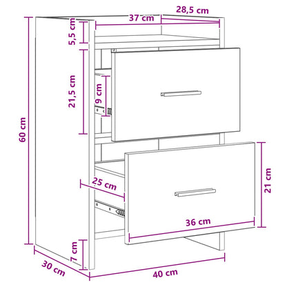 Nachttische 2 stk. Artisan-Eiche 40 x 30 x 60 cm Holzwerkstoff