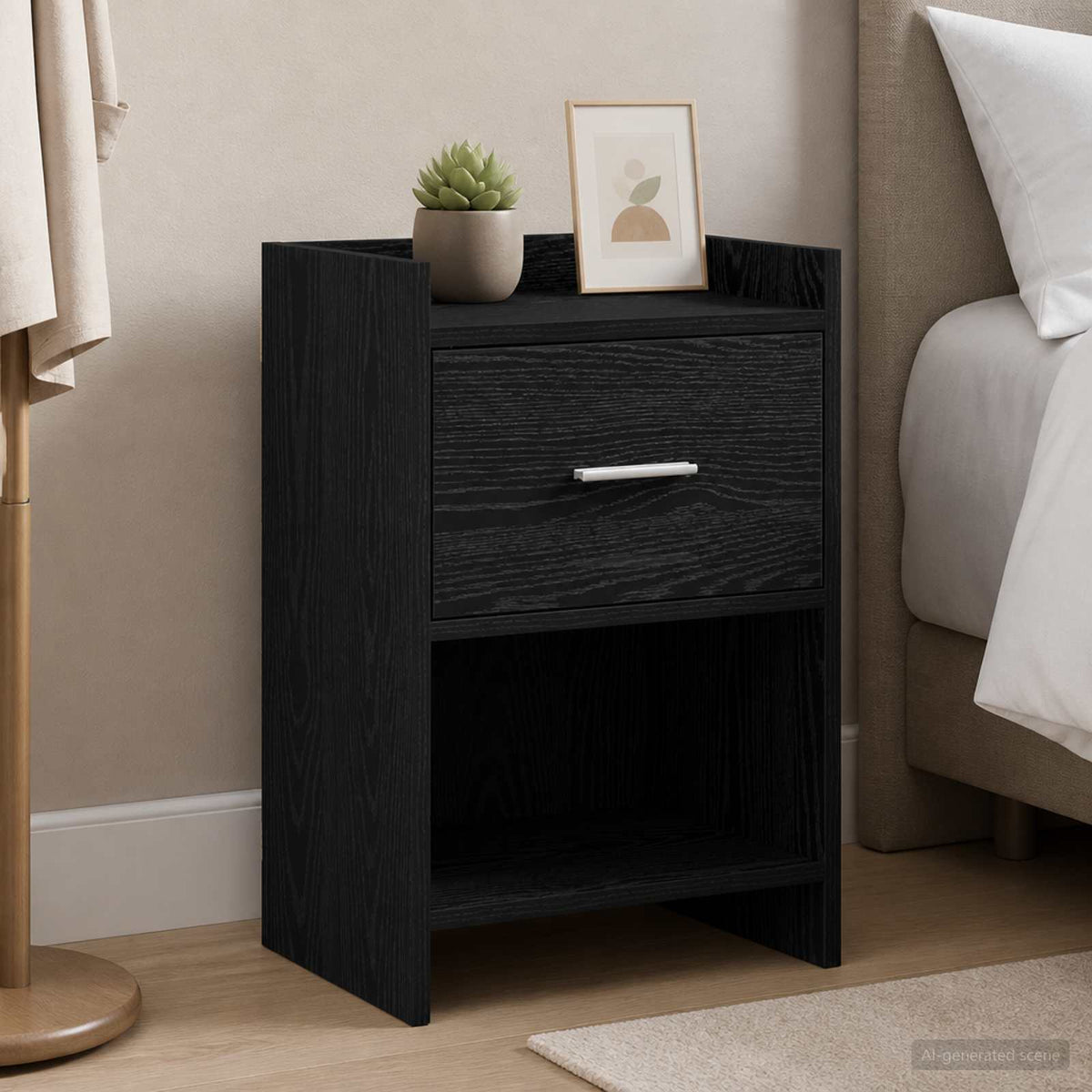 Nachttische 2 stk. Schwarz Eichen-Optik 40 x 30 x 60 cm