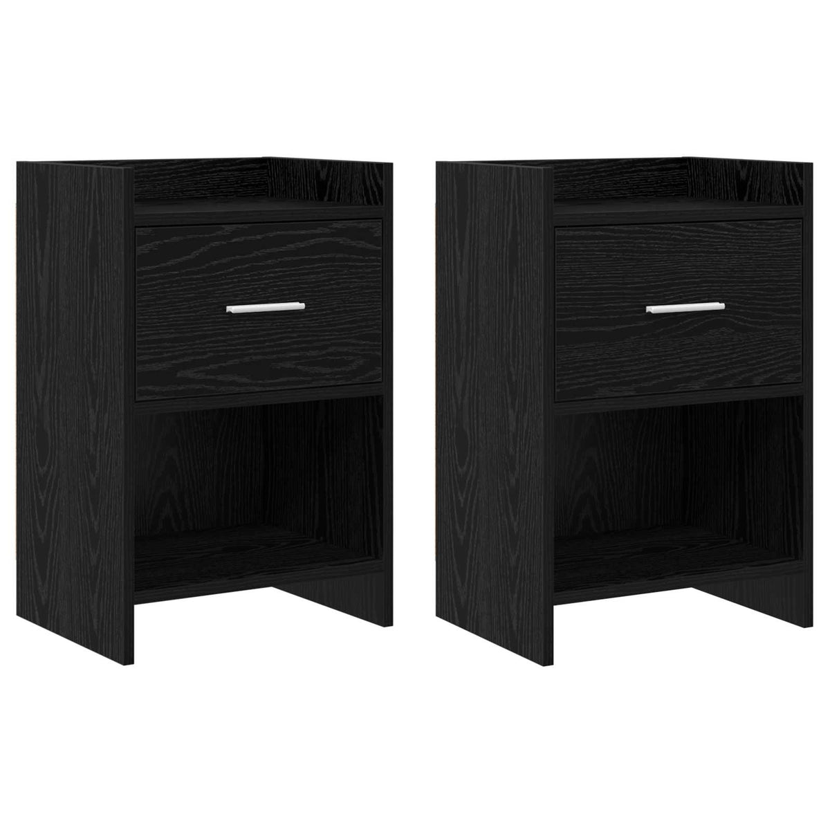 Nachttische 2 stk. Schwarz Eichen-Optik 40 x 30 x 60 cm