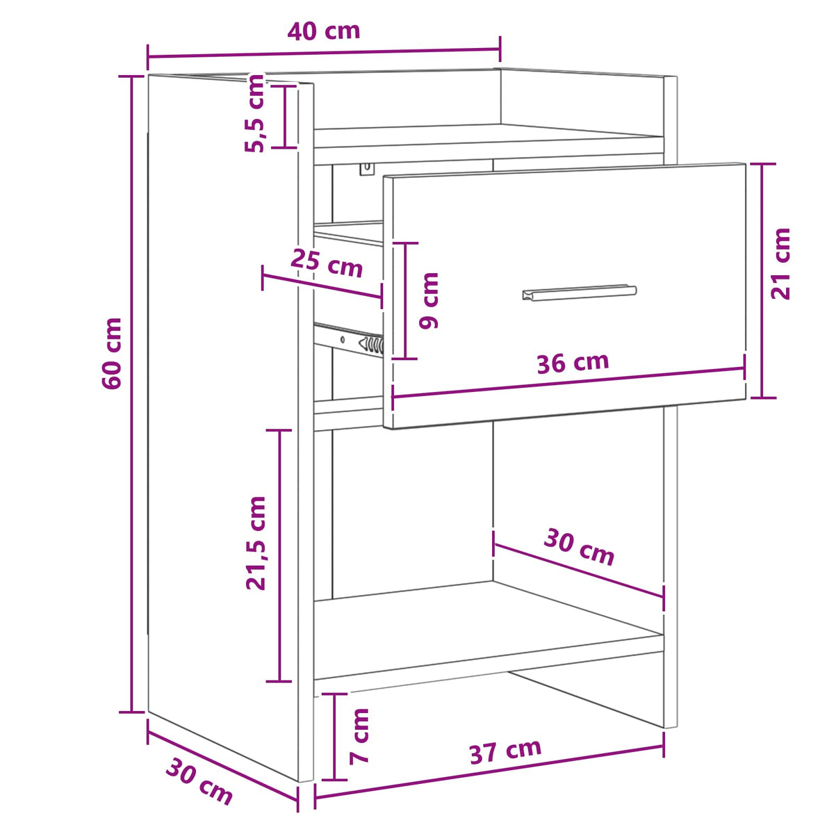 Nachttische 2 stk. Artisan-Eiche 40 x 30 x 60 cm Holzwerkstoff