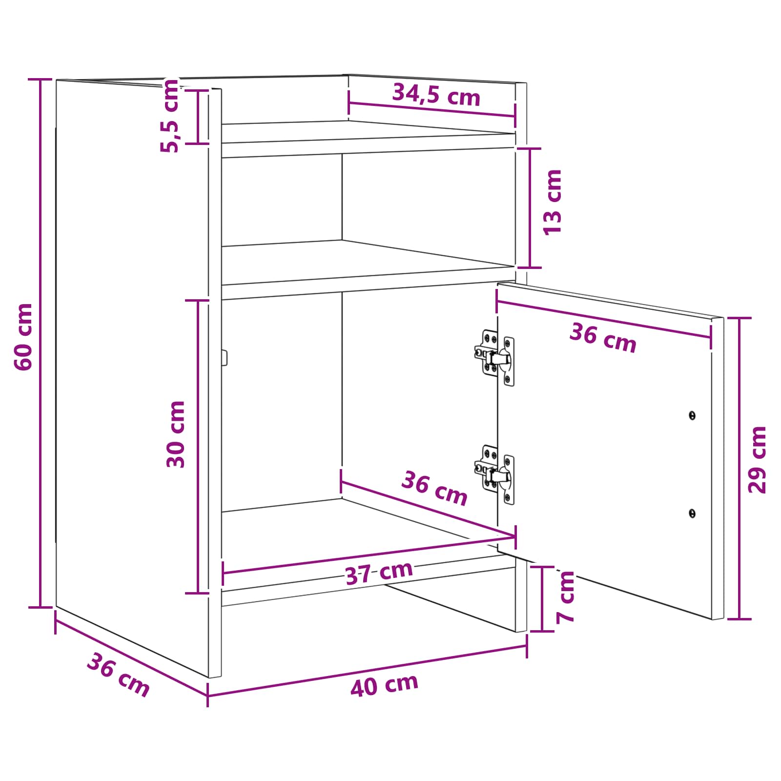 Nachttische 2 stk. Sonoma-Eiche 40 x 36 x 60 cm Holzwerkstoff