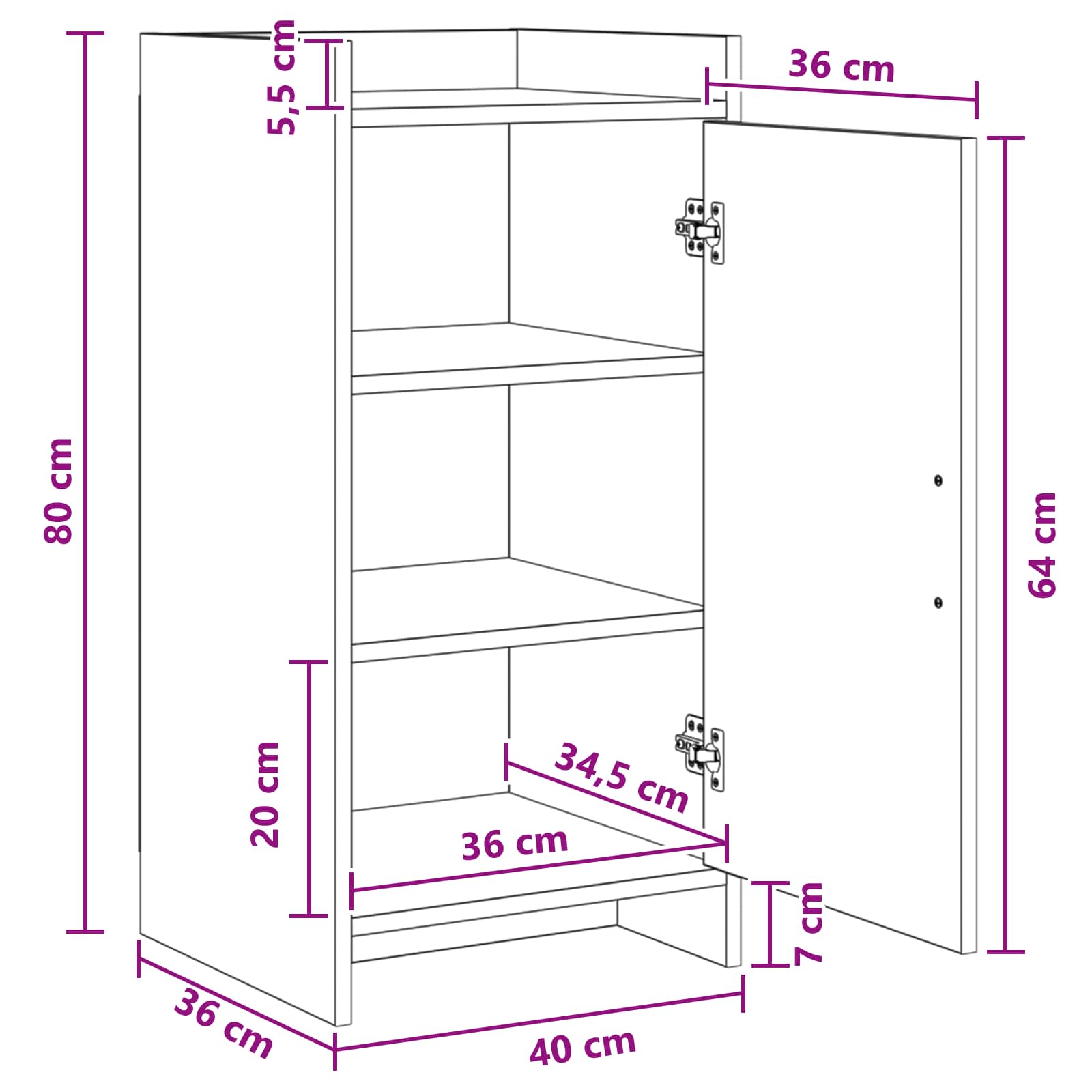 Sideboard Altholz 40 x 36 x 80 cm Holzwerkstoff