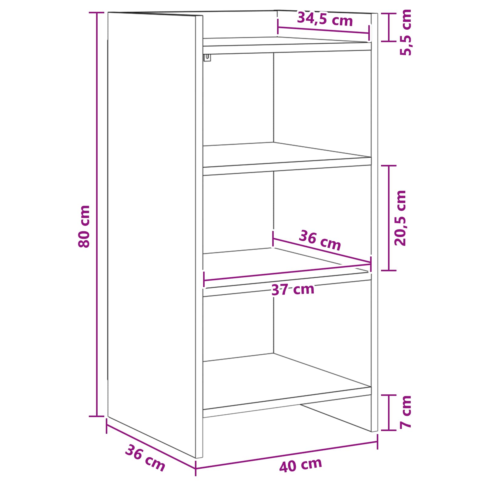 Sideboard Betongrau 40 x 36 x 80 cm Holzwerkstoff