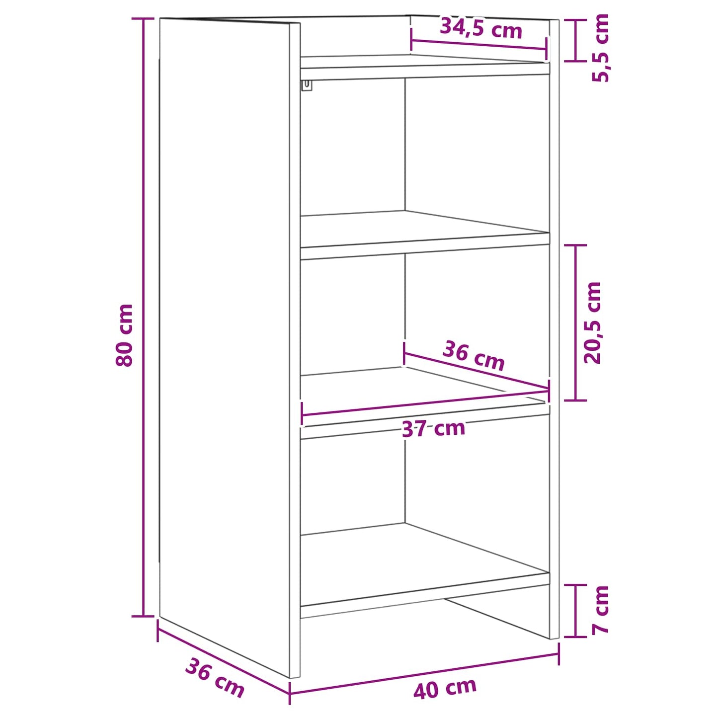 Sideboard Altholz 40 x 36 x 80 cm Holzwerkstoff