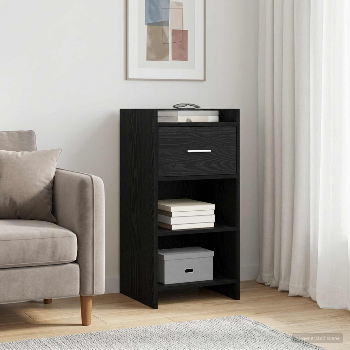 Sideboard Schwarze Eiche 40 x 36 x 80 cm Holzwerkstoff