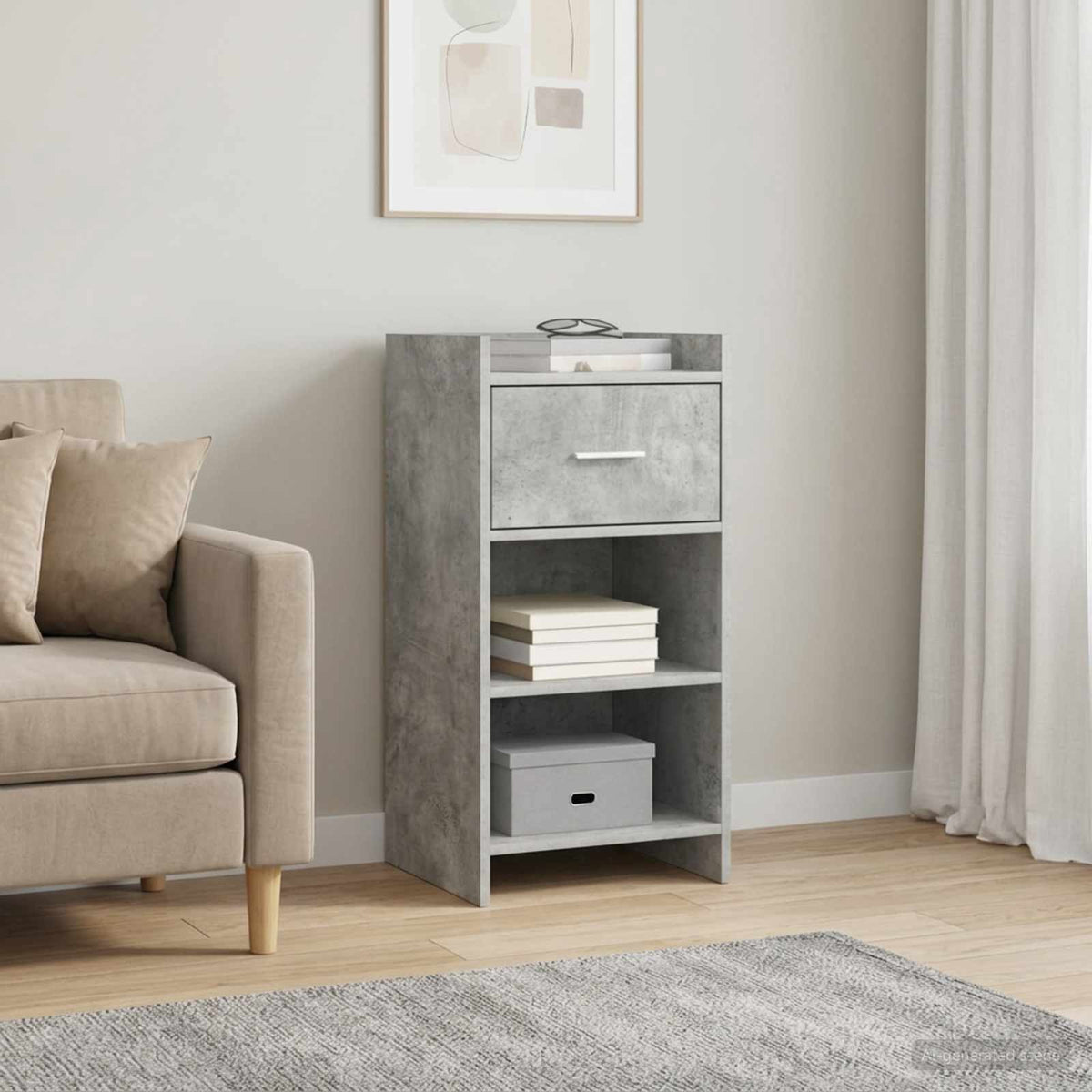 Sideboard Betongrau 40 x 36 x 80 cm Holzwerkstoff