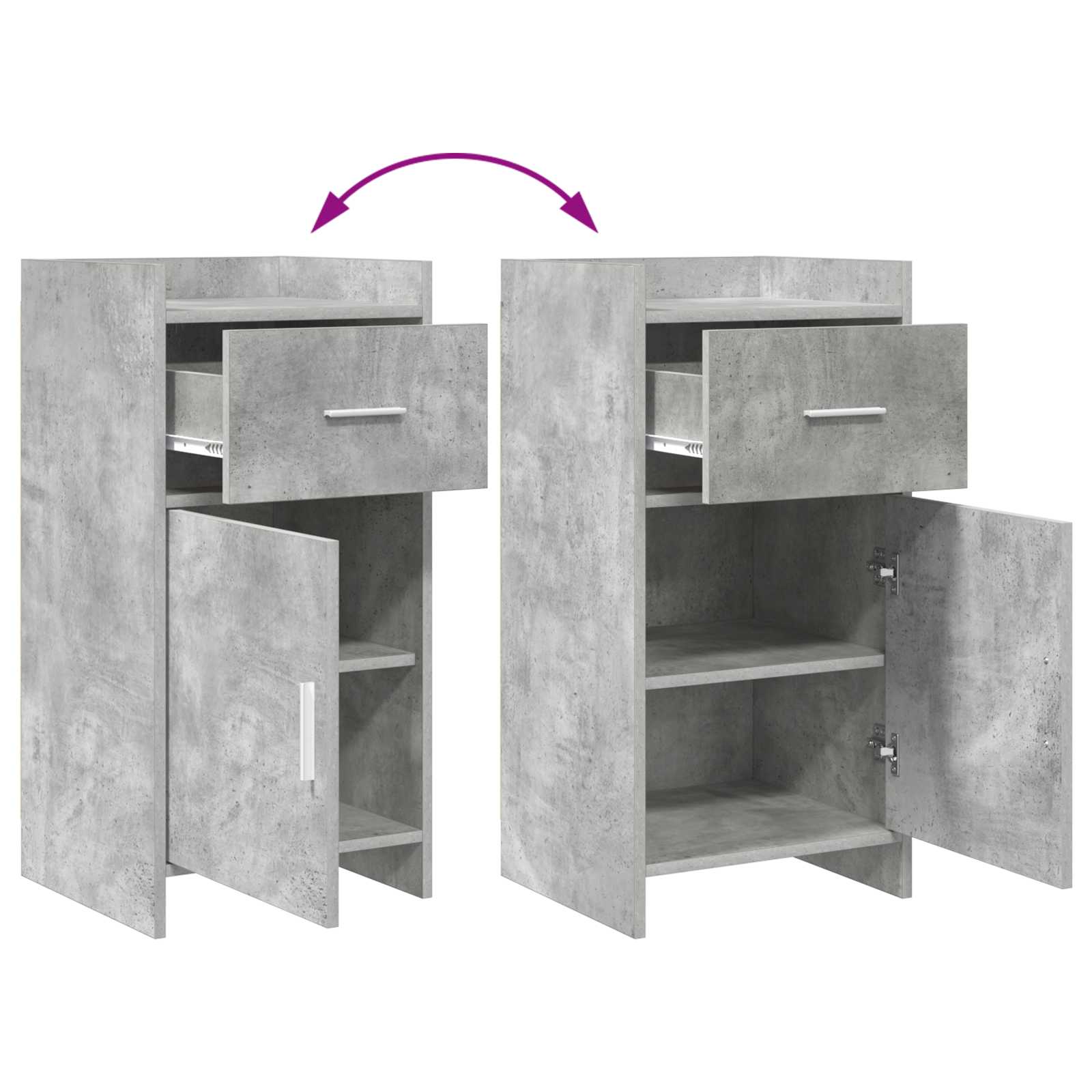 Sideboard Betongrau 40 x 36 x 80 cm Holzwerkstoff