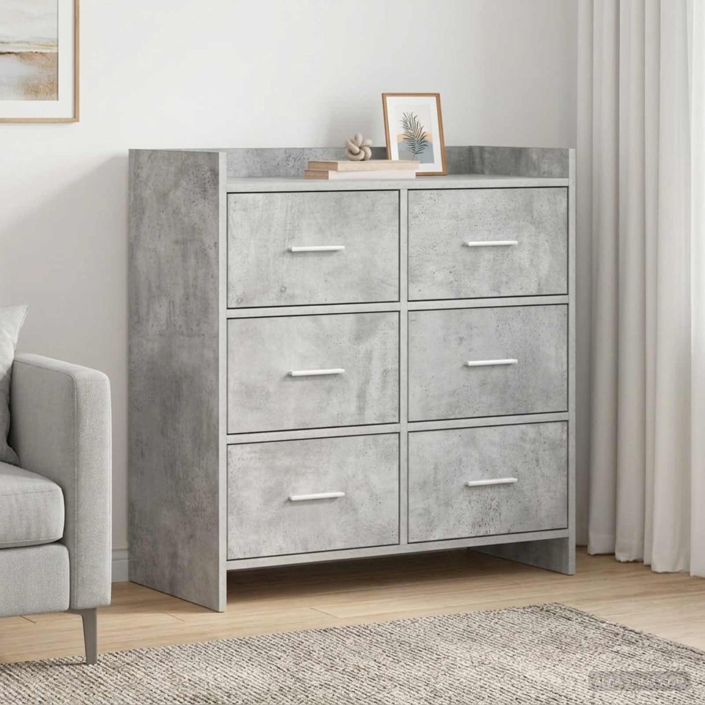 Sideboard Betongrau 75 x 33 x 80 cm Holzwerkstoff