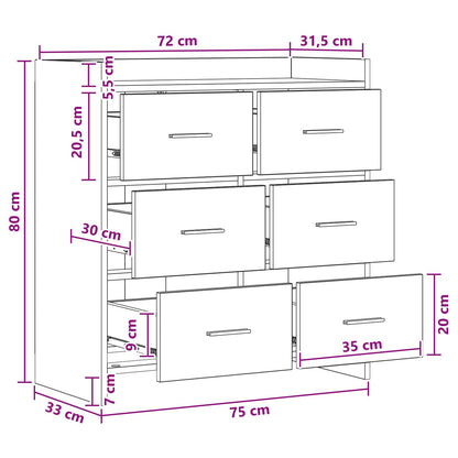 Sideboard Altholz 75 x 33 x 80 cm Holzwerkstoff