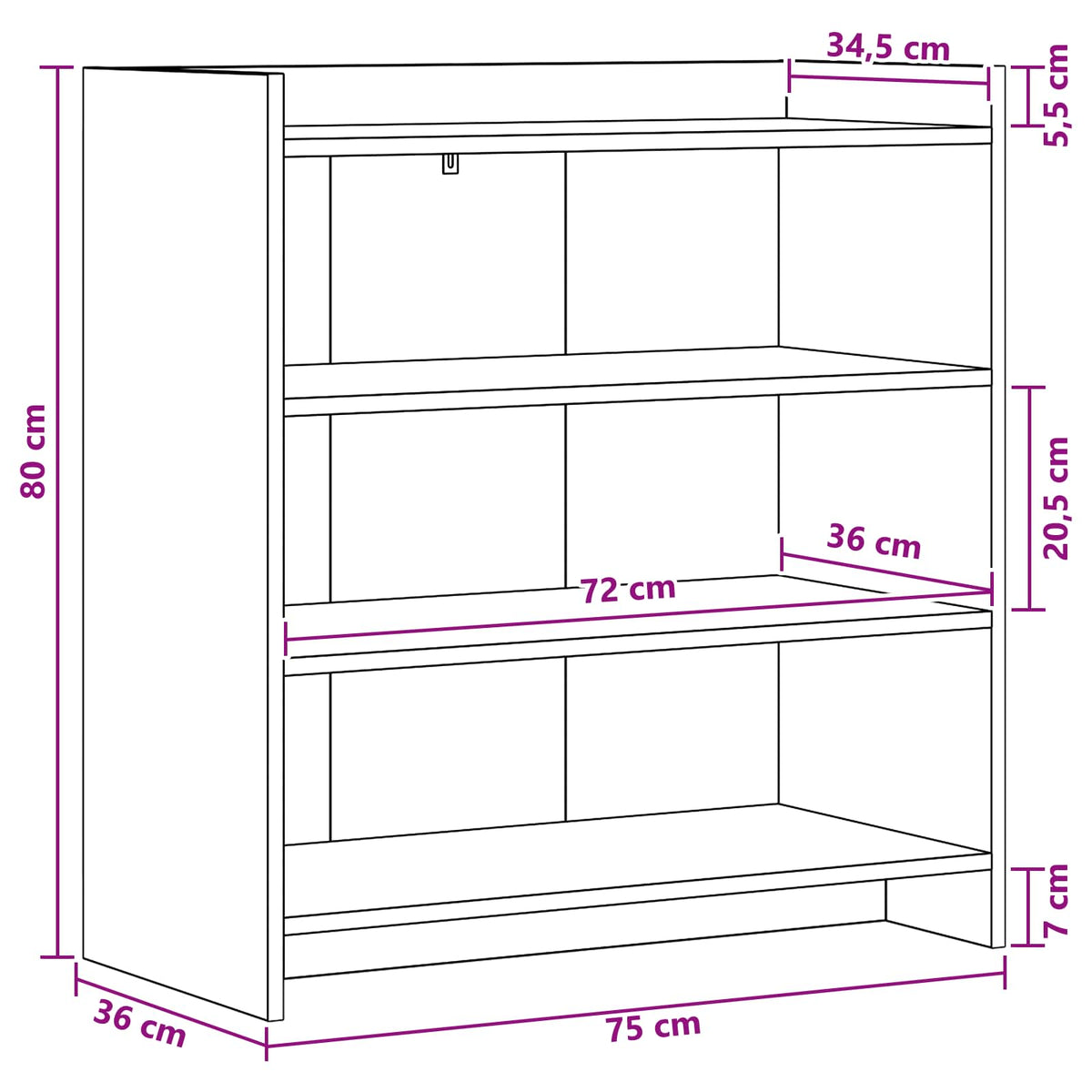 Sideboard Sonoma-Eiche 75 x 36 x 80 cm Holzwerkstoff