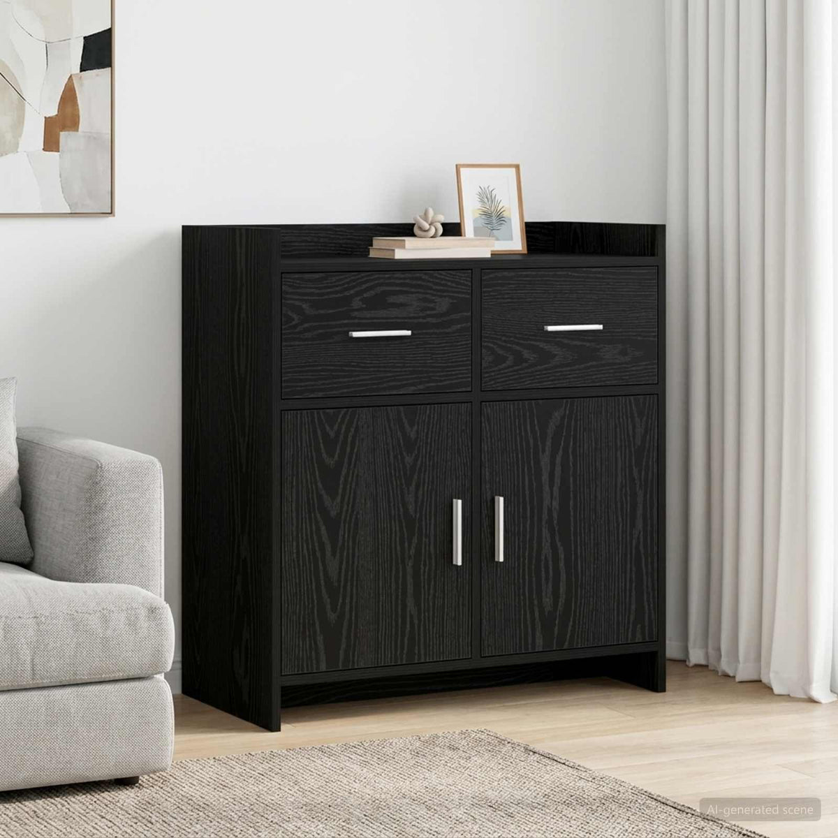 Sideboard Schwarze Eiche 75 x 36 x 80 cm Holzwerkstoff