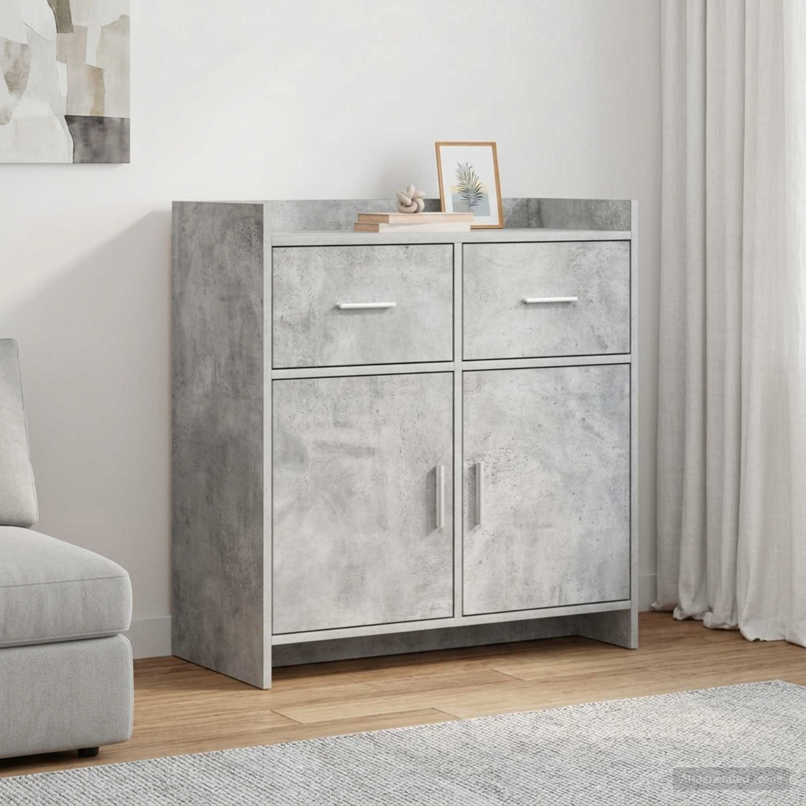 Sideboard Betongrau 75 x 36 x 80 cm Holzwerkstoff