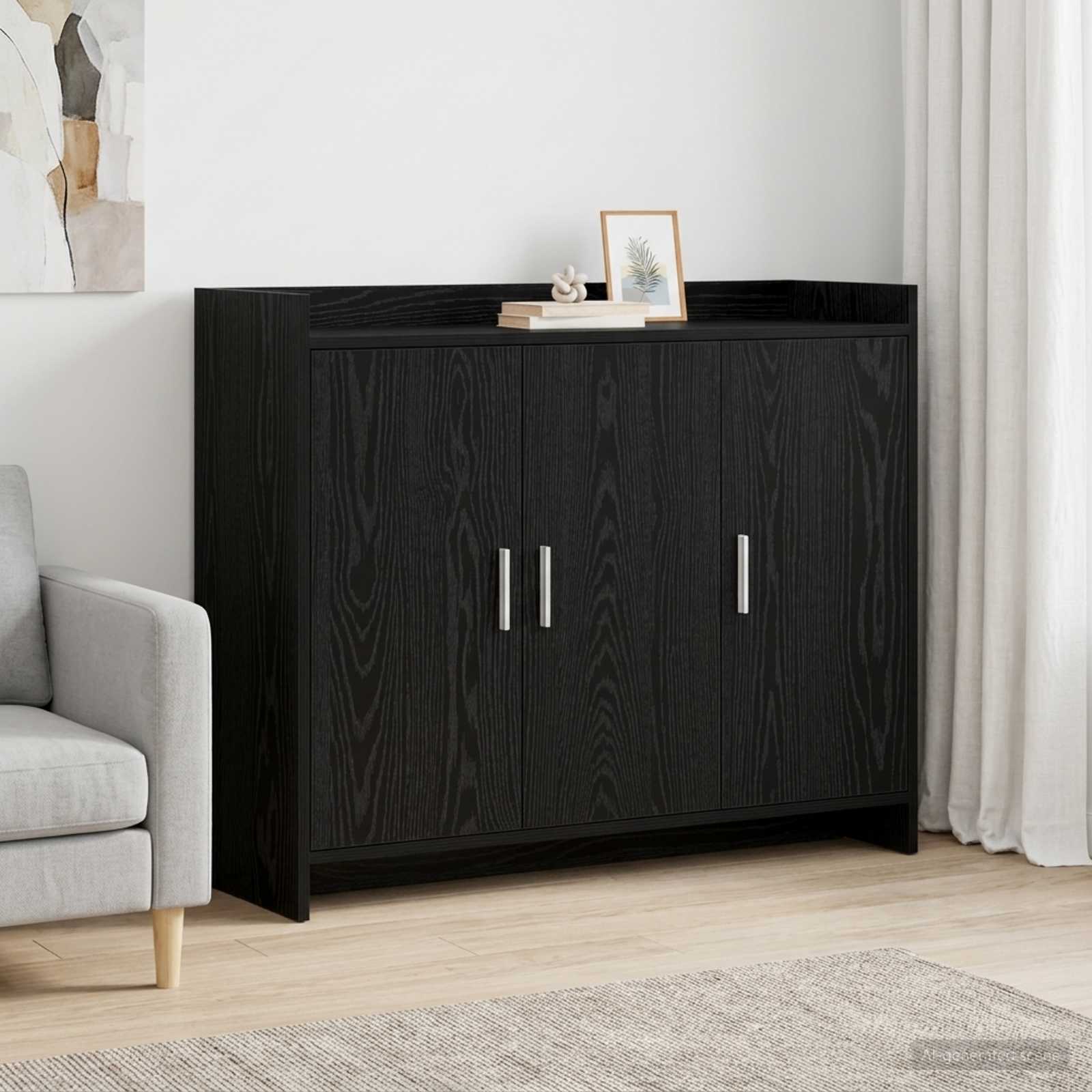 Sideboard Schwarze Eiche 98,5 x 33 x 80 cm Holzwerkstoff