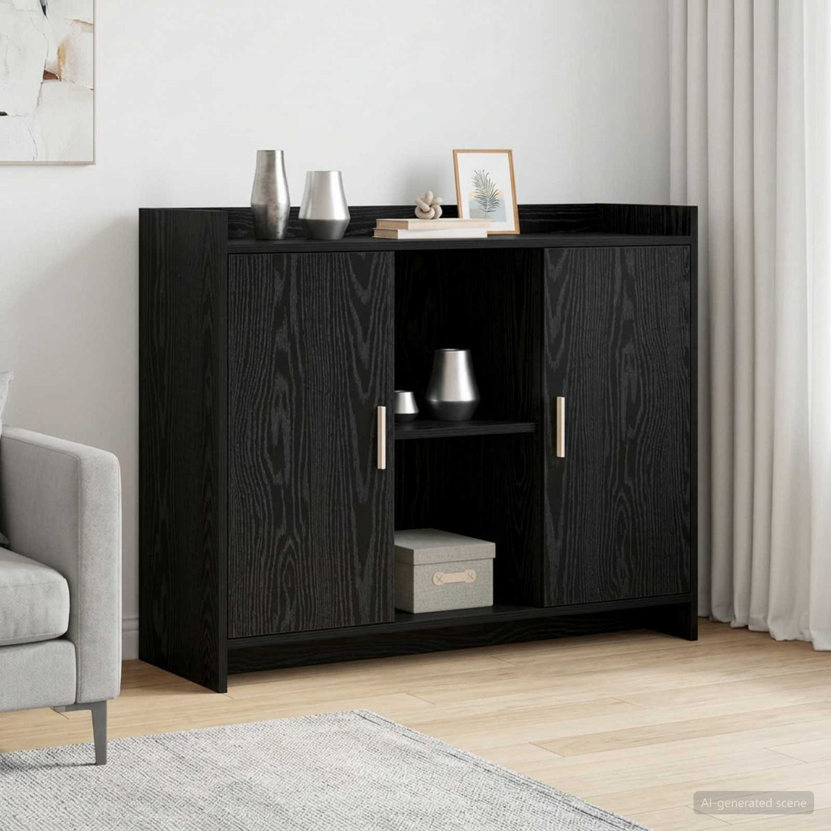 Sideboard Black Oak 98,5 x 33 x 80 cm Holzwerkstoff