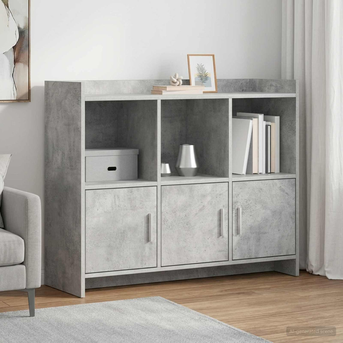 Sideboard Betongrau 98,5 x 33 x 80 cm Holzwerkstoff