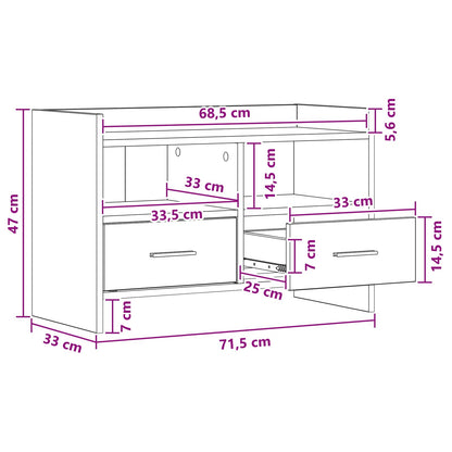 TV-Schränk 71,5 x 33 x 47 cm Sonoma-Eiche Holzwerkstoff