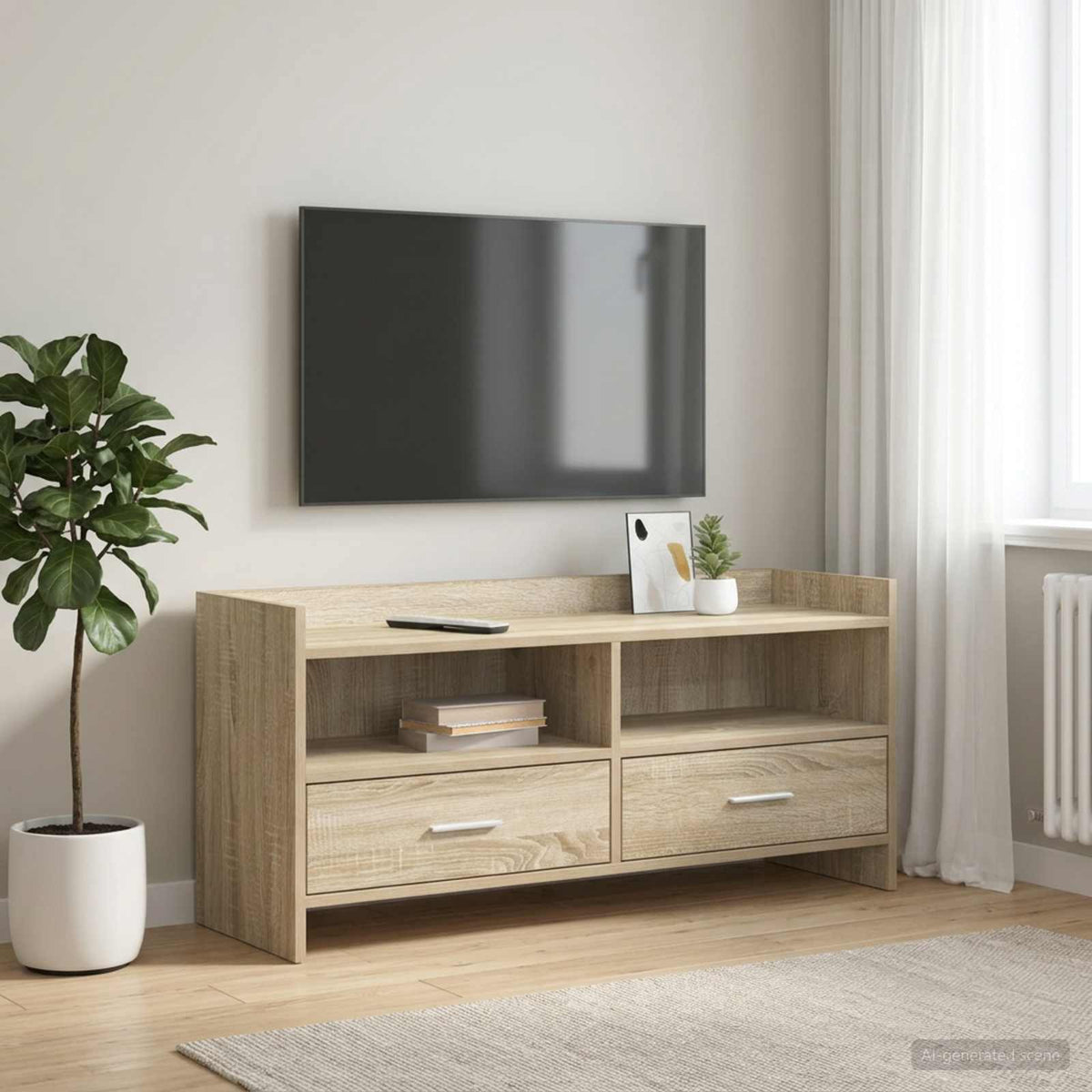 TV-Schränk 100 x 33 x 47 cm Sonoma-Eiche Holzwerkstoff