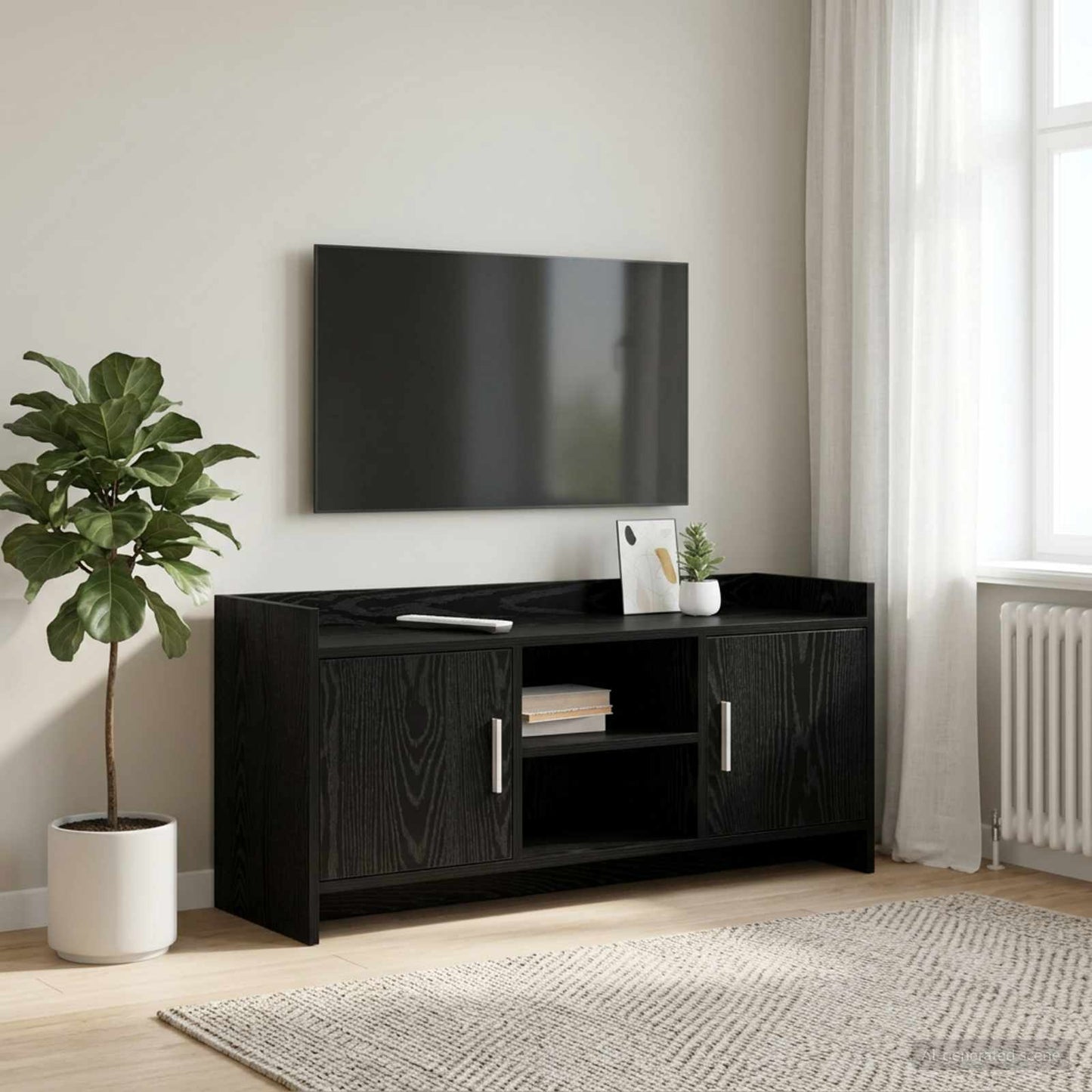 TV-Schränk 102 x 33 x 47 cm Schwarze Eiche Holzwerkstoff