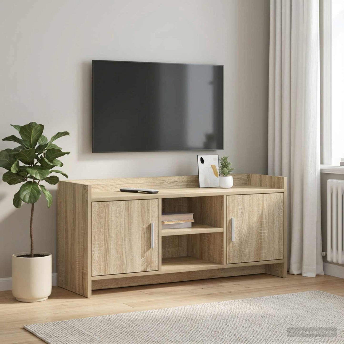 TV-Schränk 102 x 33 x 47 cm Sonoma-Eiche Holzwerkstoff