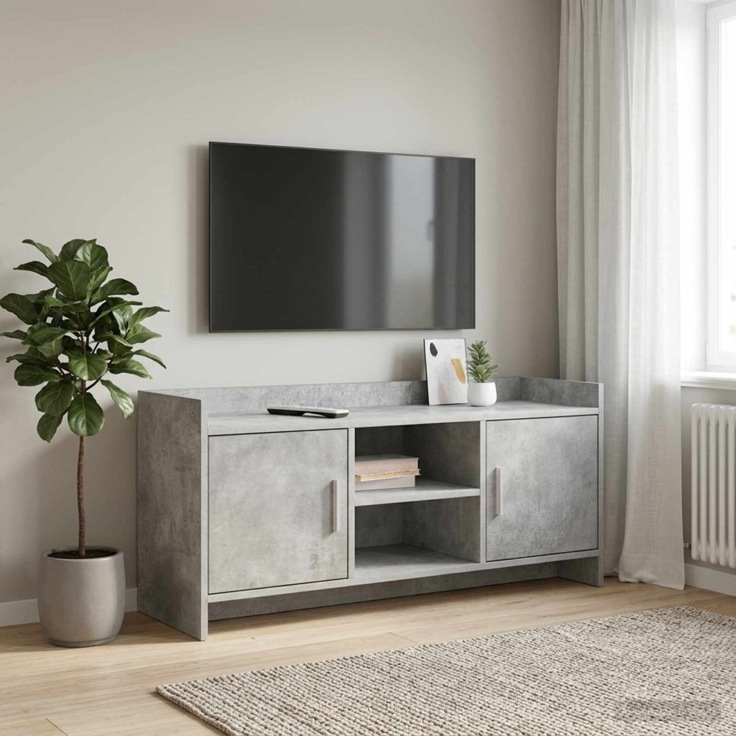 TV-Schränk 102 x 33 x 47 cm Betongrau Holzwerkstoff