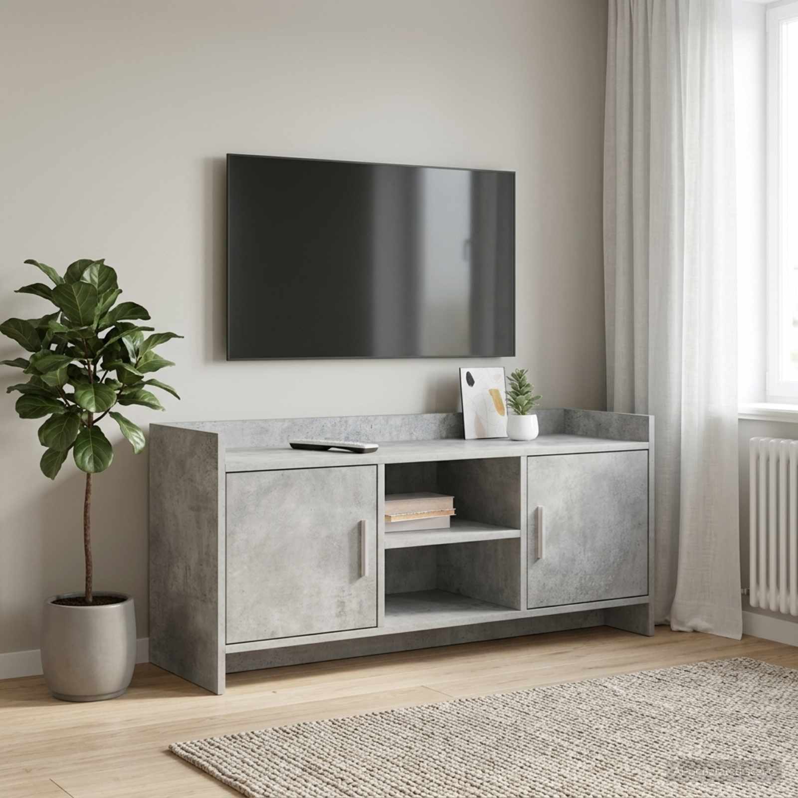 TV-Schränk 102 x 33 x 47 cm Betongrau Holzwerkstoff