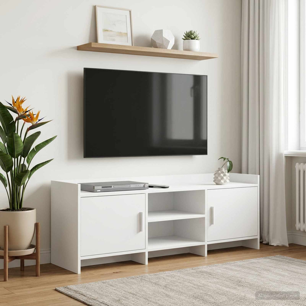 TV-Schränk 130 x 33 x 47 cm Weiß Holzwerkstoff