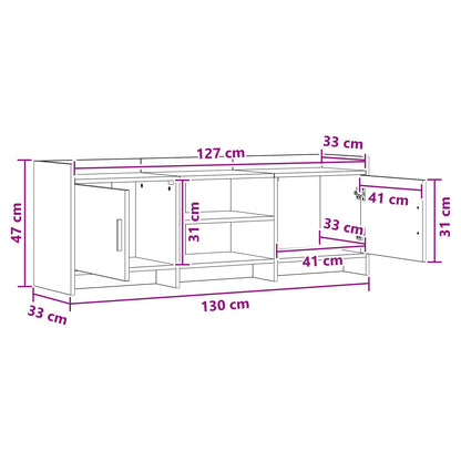 TV-Schränk 130 x 33 x 47 cm Schwarze Eiche Holzwerkstoff