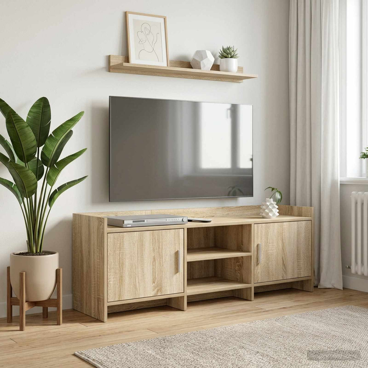 TV-Schränk 130 x 33 x 47 cm Sonoma-Eiche Holzwerkstoff