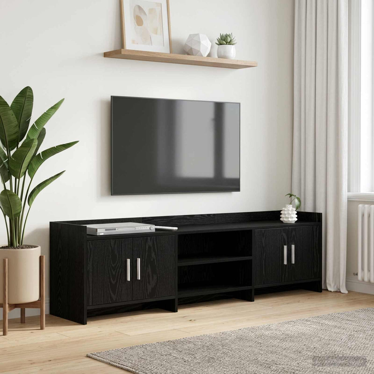 TV-Schränk 168 x 33 x 47 cm Schwarze Eiche Holzwerkstoff