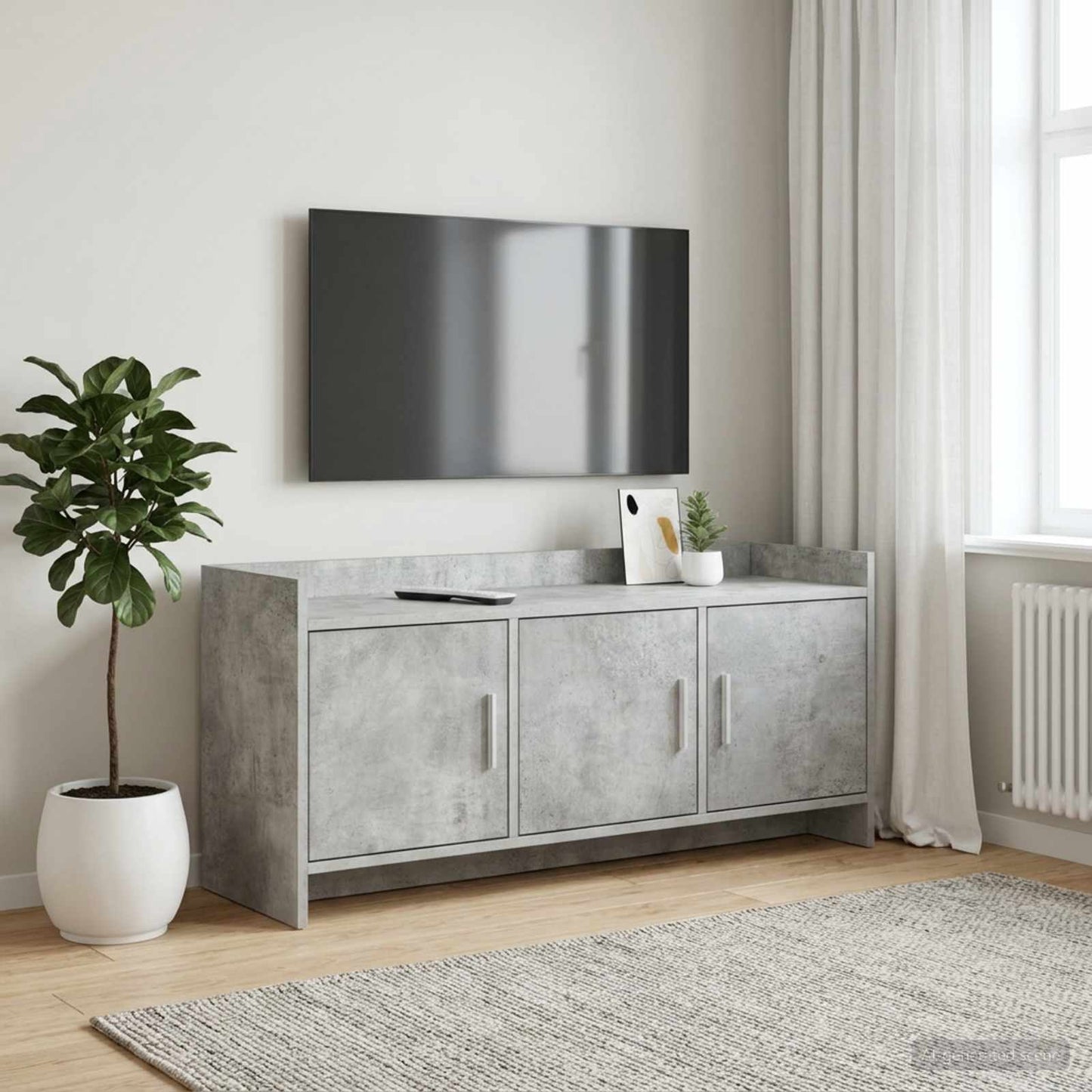 TV-Schränk 102 x 33 x 47 cm Betongrau Holzwerkstoff