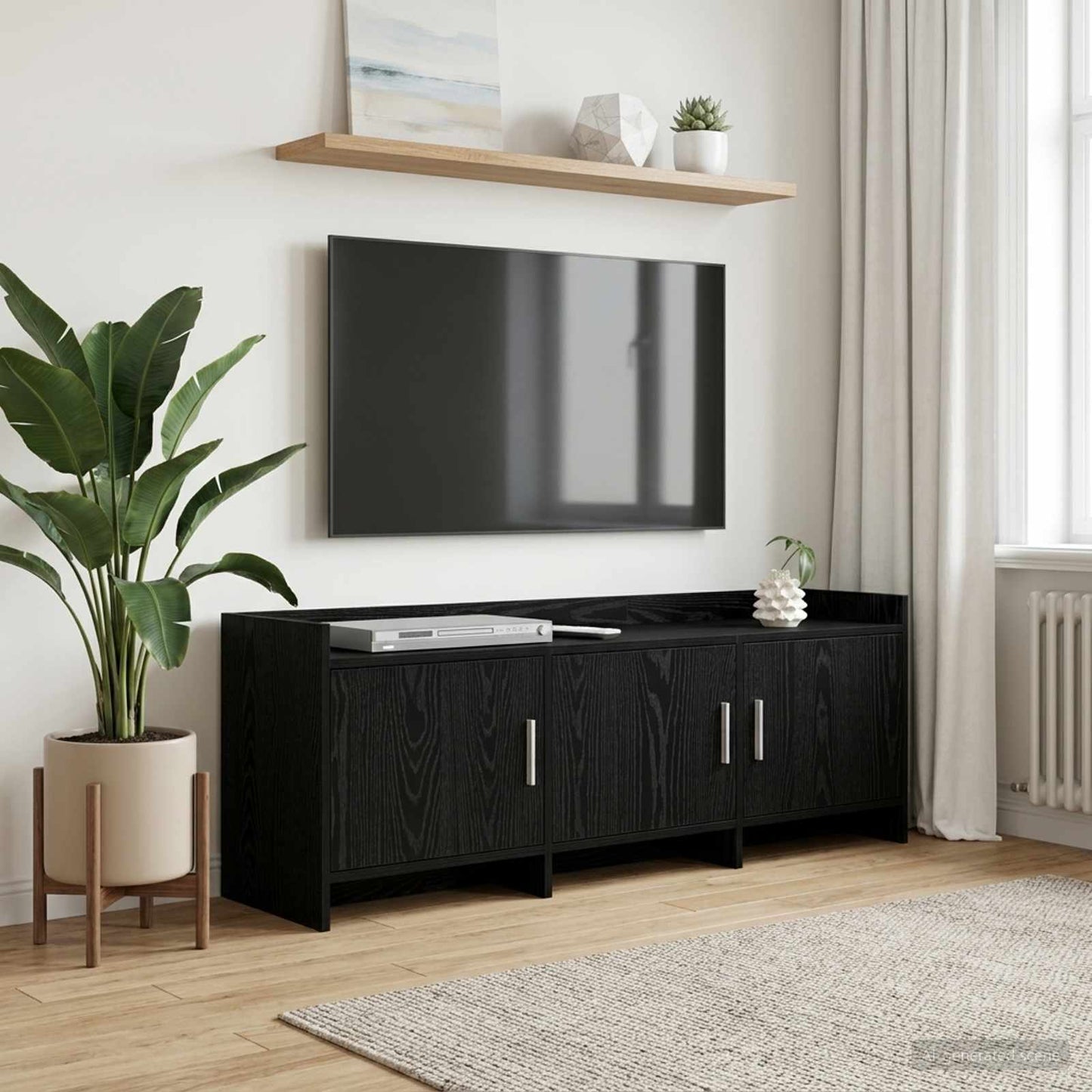 TV-Schränk 130 x 33 x 47 cm Schwarze Eiche Holzwerkstoff