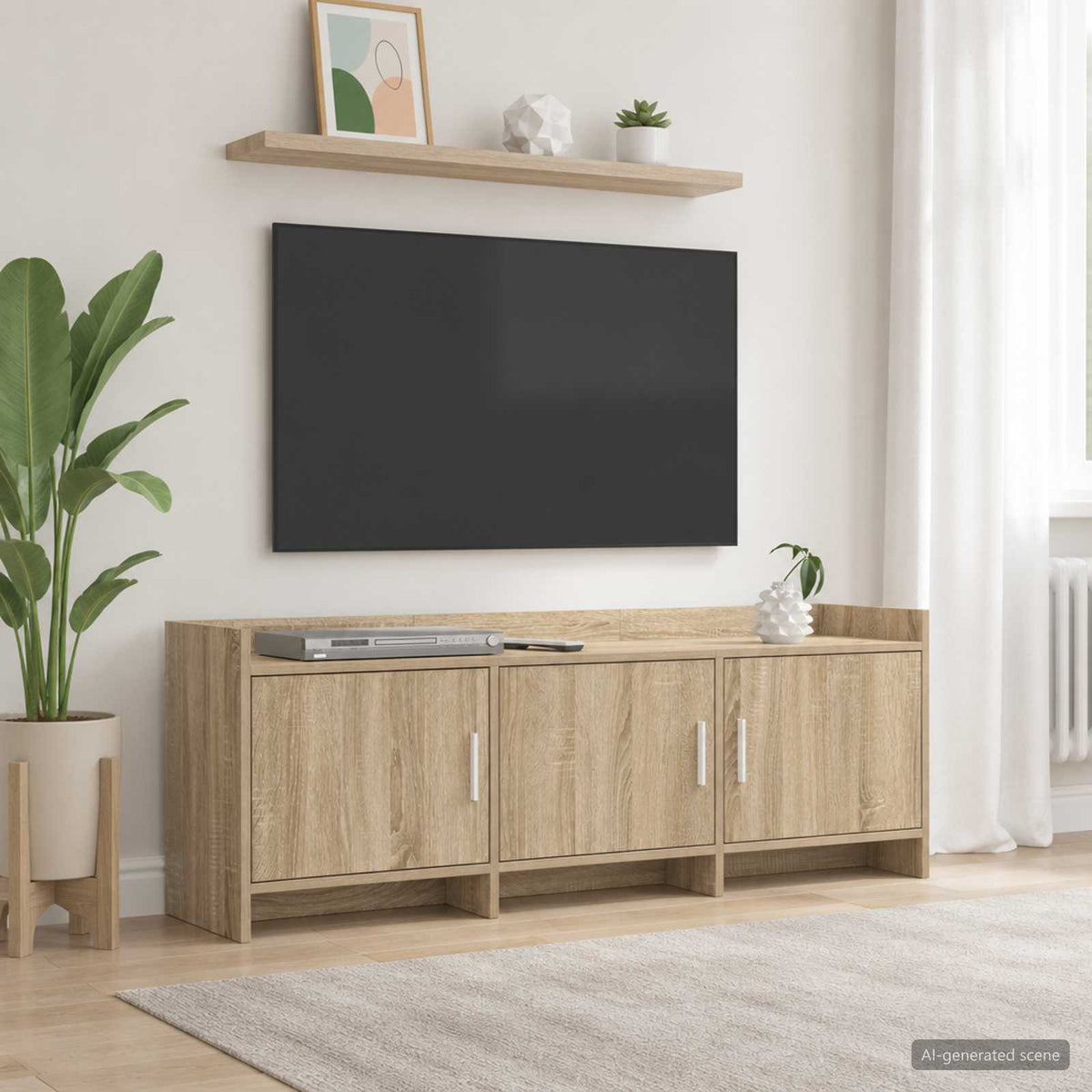 TV-Schränk 130 x 33 x 47 cm Sonoma-Eiche Holzwerkstoff