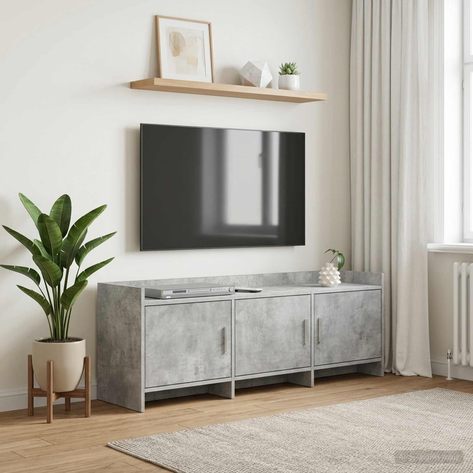 TV-Schränk 130 x 33 x 47 cm Betongrau Holzwerkstoff