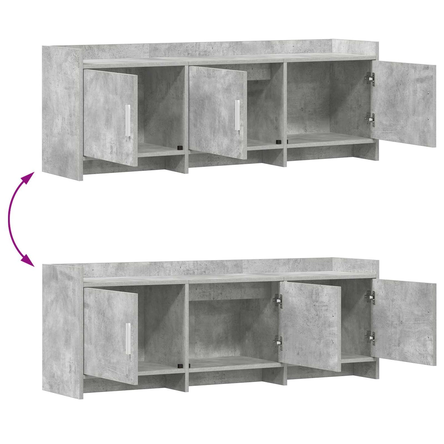 TV-Schränk 130 x 33 x 47 cm Betongrau Holzwerkstoff