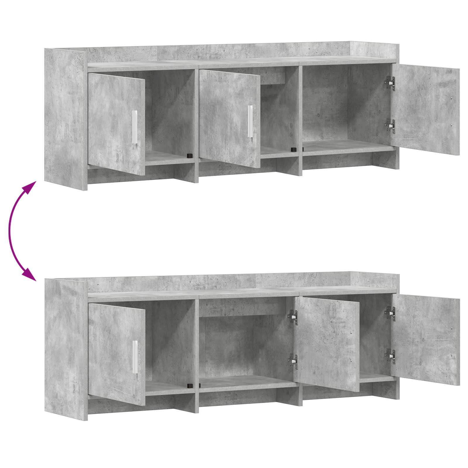 TV-Schränk 130 x 33 x 47 cm Betongrau Holzwerkstoff