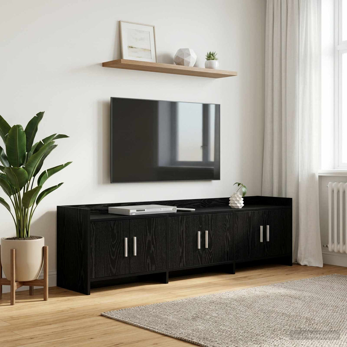 TV-Schränk 168 x 33 x 47 cm Schwarze Eiche Holzwerkstoff