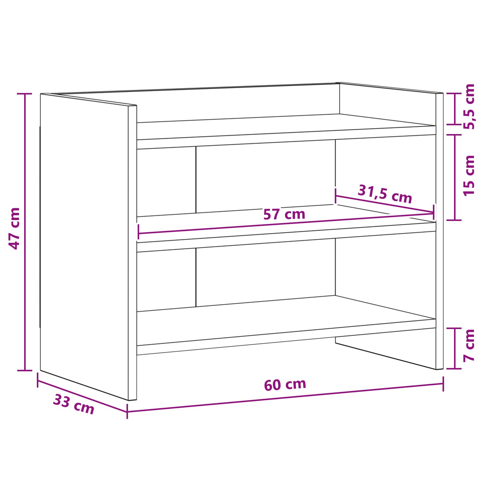 TV-Schränk 60 x 33 x 47 cm Grau Sonoma Holzwerkstoff