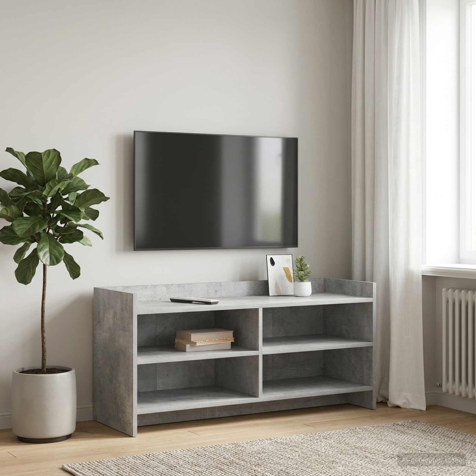 TV-Schränk 100 x 33 x 47 cm Betongrau Holzwerkstoff