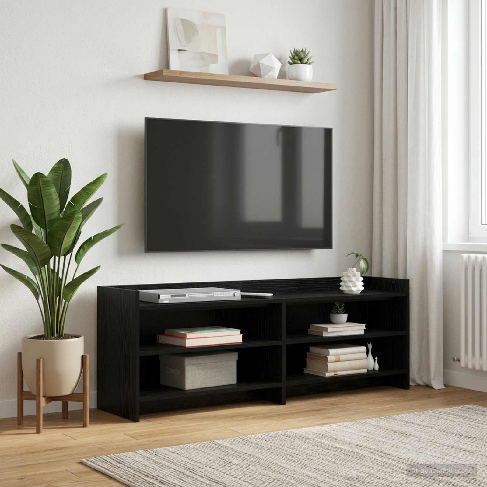 TV-Schränk 135 x 33 x 47 cm Schwarze Eiche Holzwerkstoff