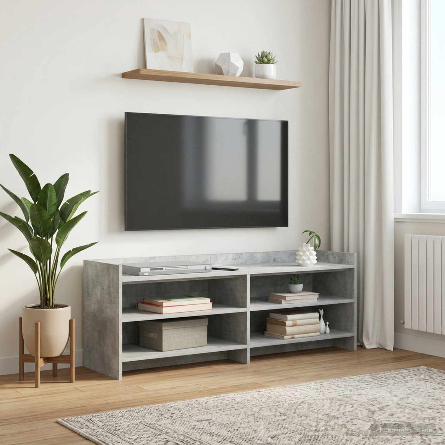 TV-Schränk 135 x 33 x 47 cm Betongrau Holzwerkstoff