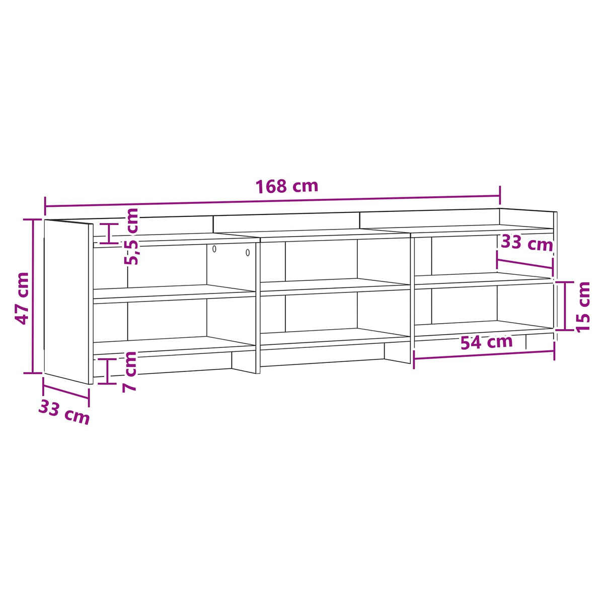TV-Schränk 168 x 33 x 47 cm Schwarze Eiche Holzwerkstoff