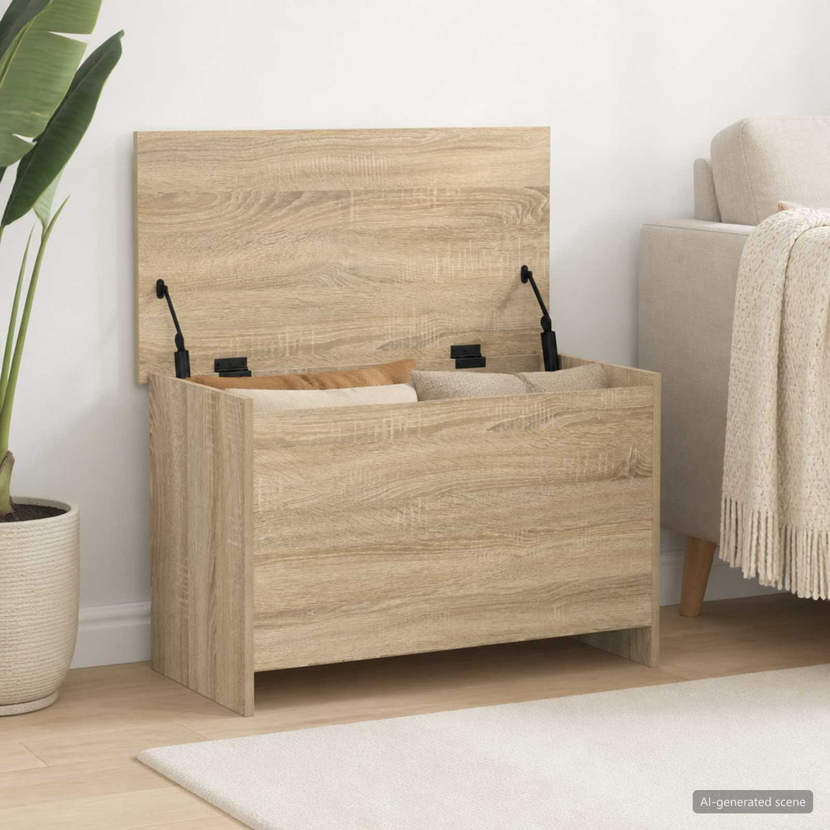 Aufbewahrungstruhe Sonoma-Eiche 80 x 40 x 50 cm Holzwerkstoff