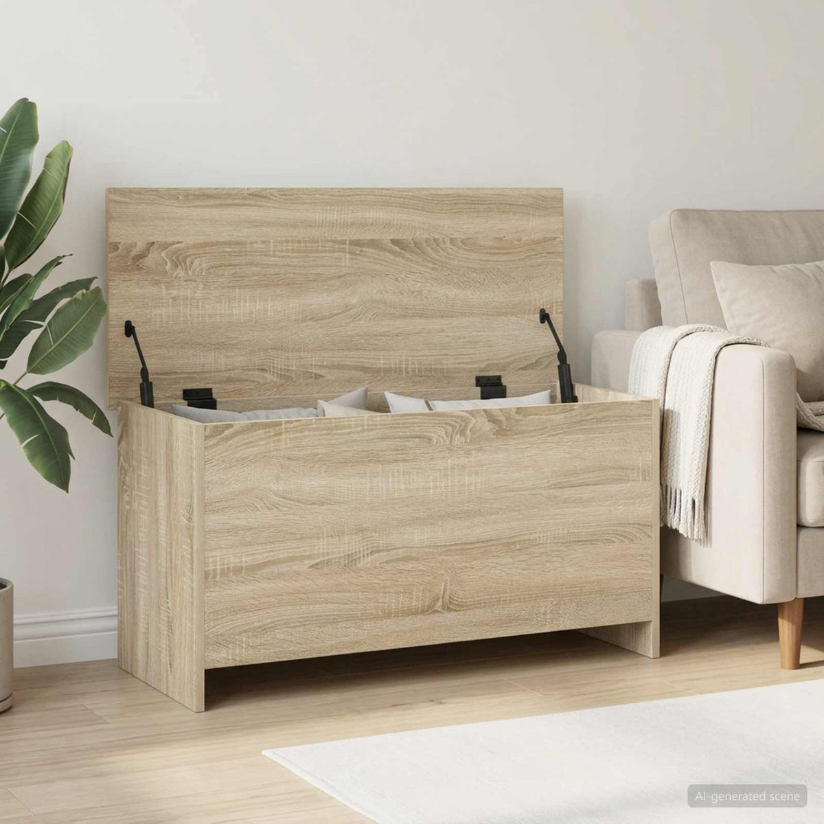 Aufbewahrungstruhe Sonoma-Eiche 100 x 40 x 50 cm Holzwerkstoff