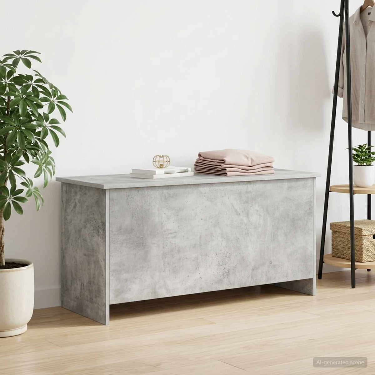 Aufbewahrungstruhe Betongrau 100 x 40 x 50 cm Holzwerkstoff
